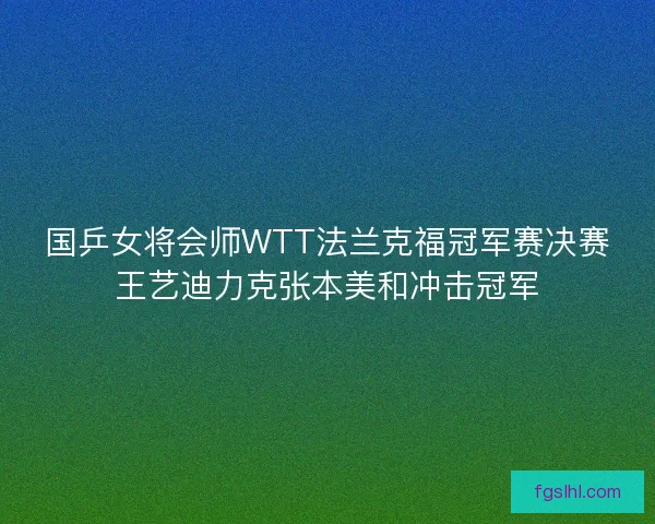 国乒女将会师WTT法兰克福冠军赛决赛王艺迪力克张本美和冲击冠军